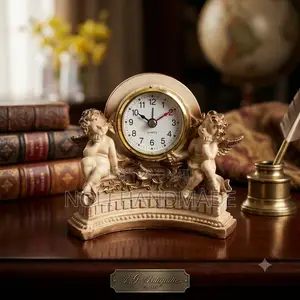 Decorative Gold Cream Cherub Table Clock