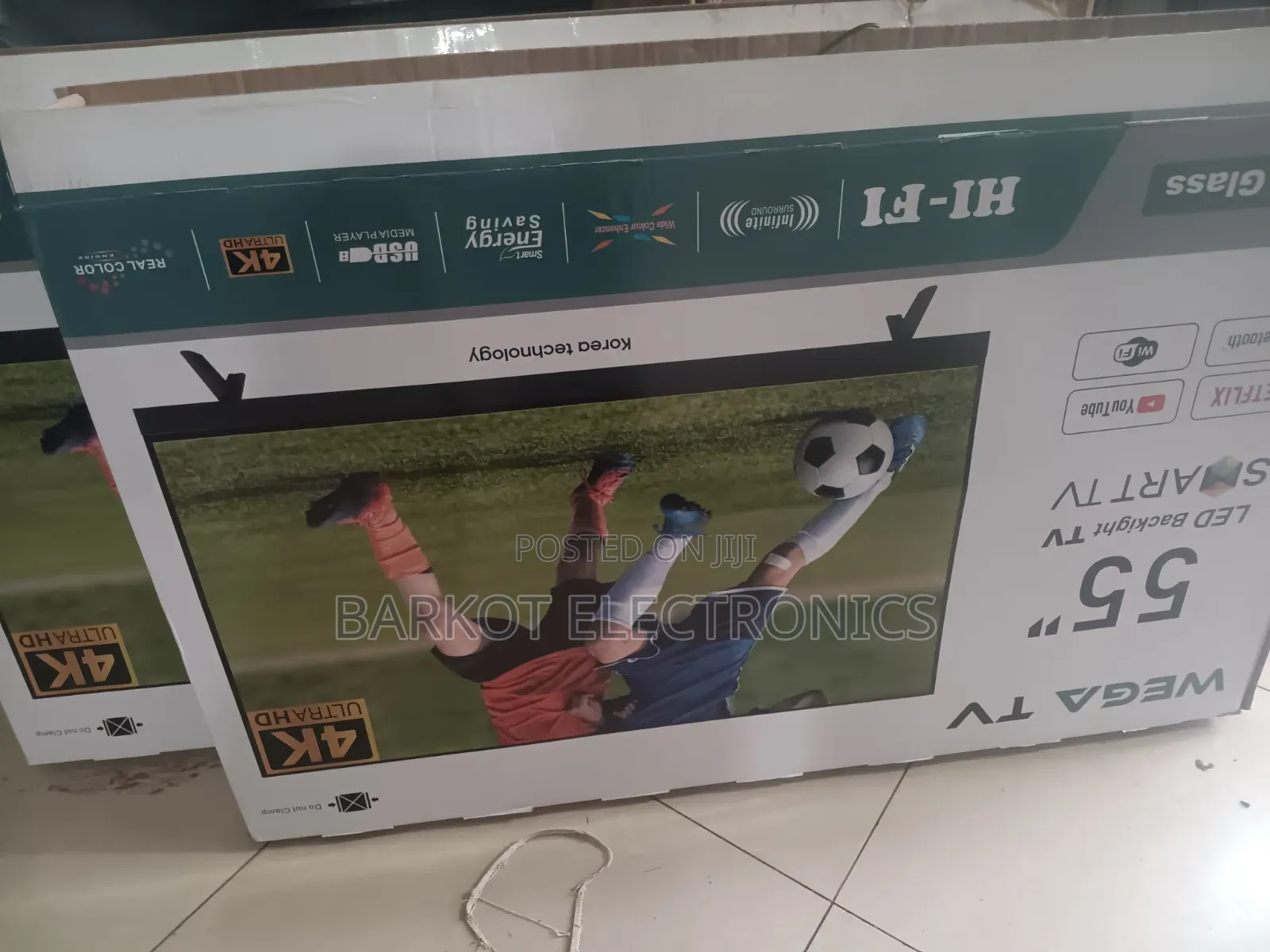Wega Smart Led TV 55 Inch Andraid Doubel Gelass 2026 Hifi Speaker
