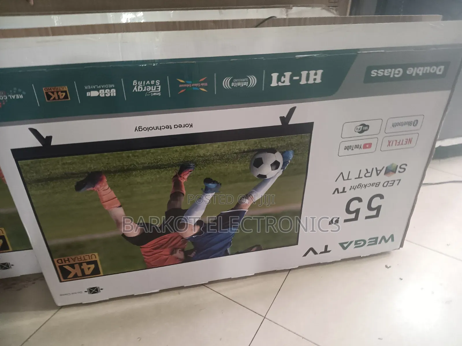 Wega Smart Led TV 55 Inch Andraid Doubel Gelass 2026 Hifi Speaker