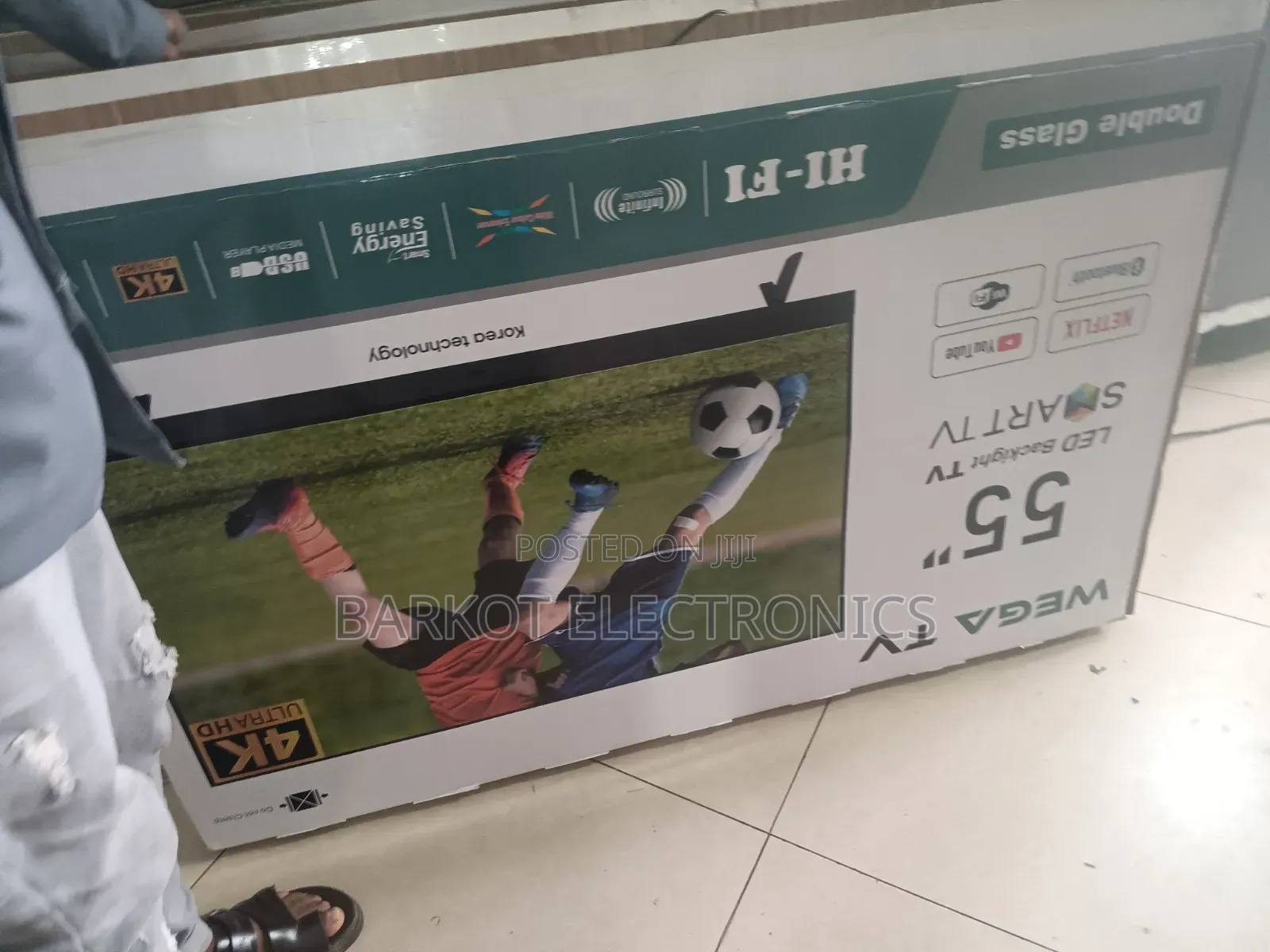 Wega Smart Led TV 55 Inch Andraid Doubel Gelass 2026 Hifi Speaker