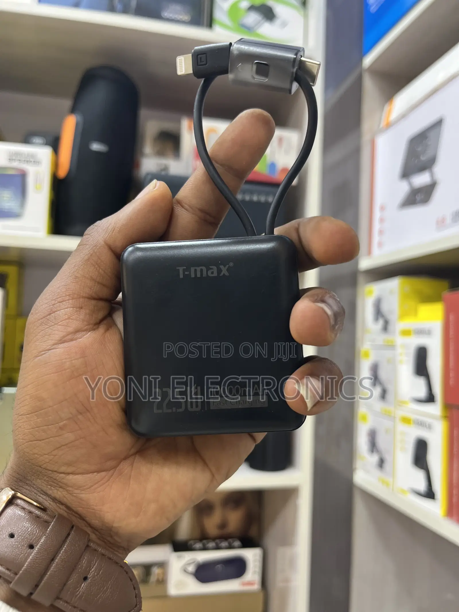 T-Max TPB-25 10000mAh Fast Charging Power Bank With Type-C iOS Cables