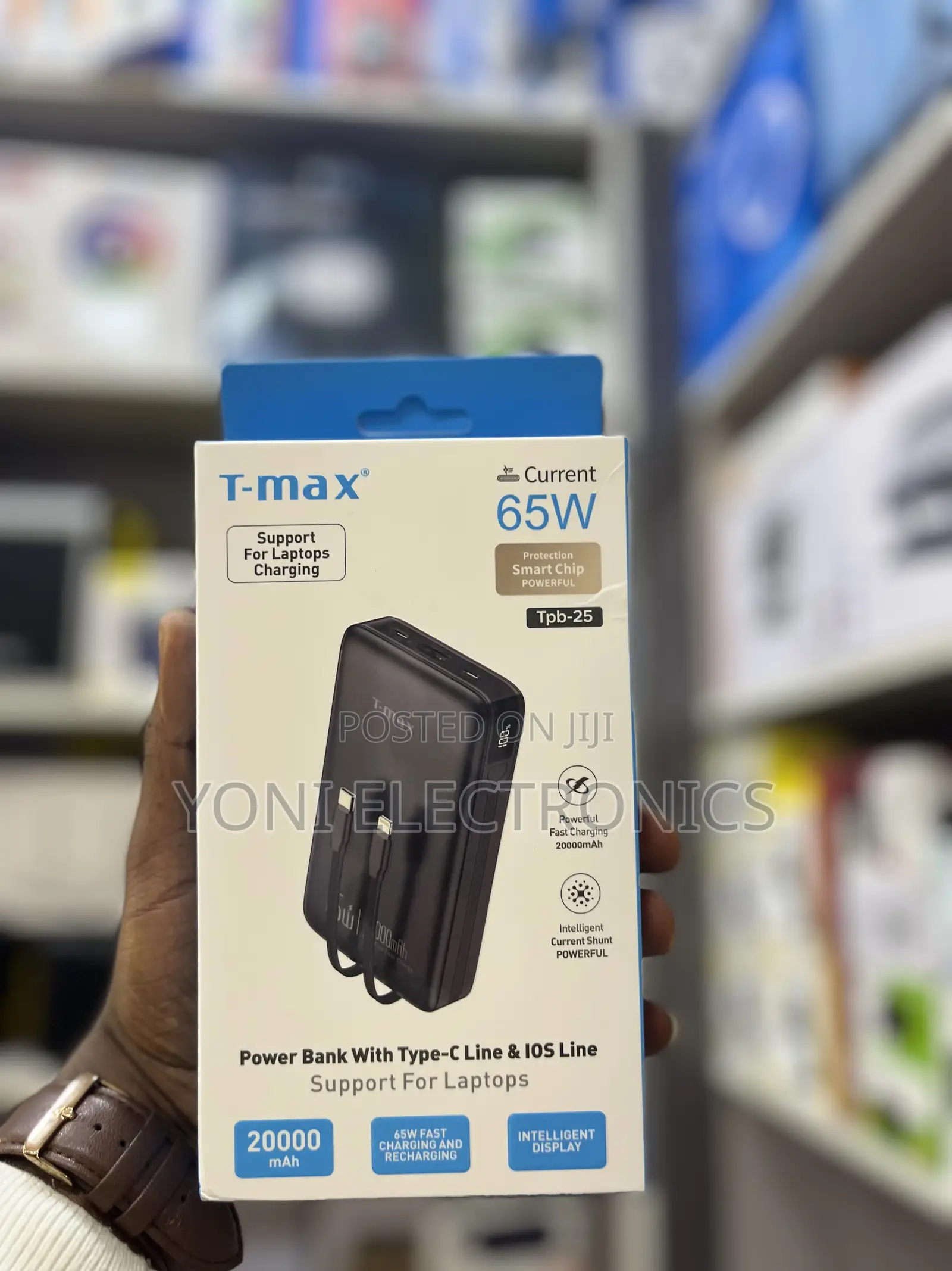T-Max TPB-25 20000mAh 65W High-Power Fast Charging Laptop Power Bank