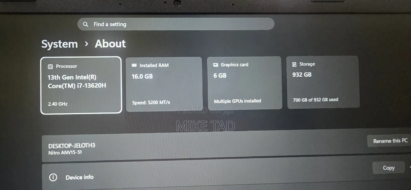 Laptop Acer Nitro V 15 16GB Intel Core i7 SSD 1T