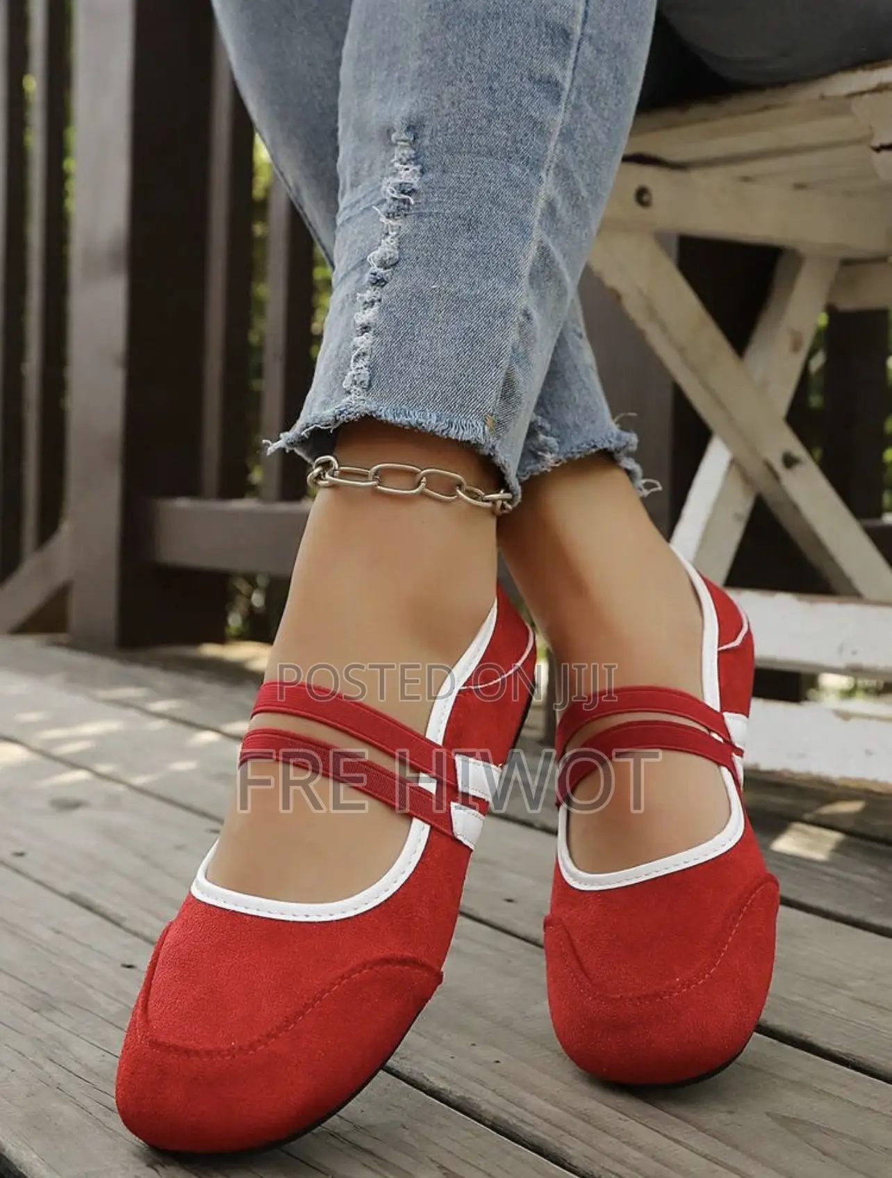 Women's Red White Colorblock Square Toe Mary Jane Shoes