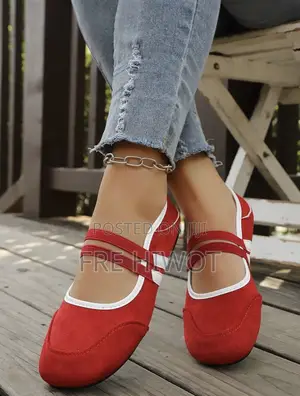 Women's Red White Colorblock Square Toe Mary Jane Shoes