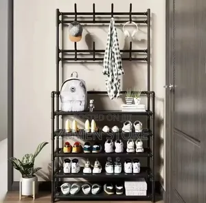 4-Tier Entryway Coat Rack Shoe Organizer Stand With 8 Hooks