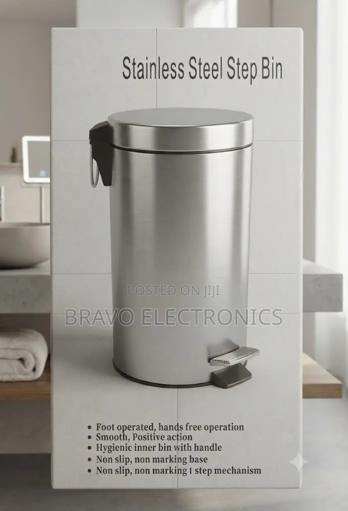  30L Stainless Steel Step Bin – Modern Hands-Free Waste Bin 