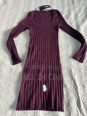 Long Sleeve Burgundy Sweater Dress