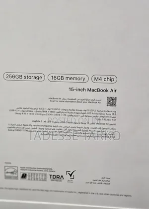 New Laptop Apple MacBook Air 2025 M4 16GB Apple M4 SSD 256GB