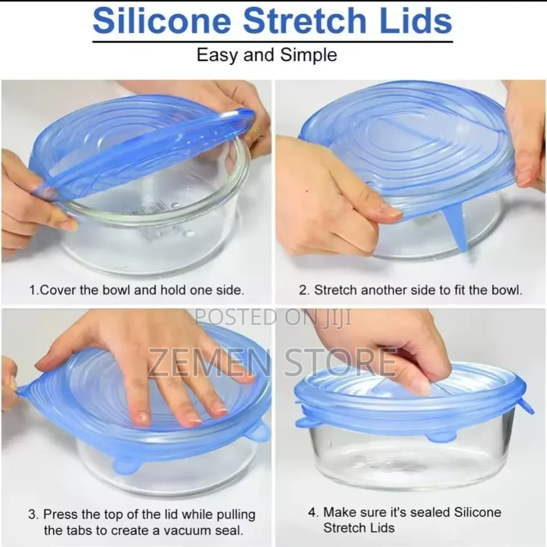 6-Piece Super Stretch Silicone Lids – Reusable Airtight Food Cover