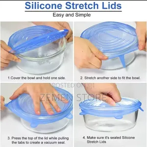 6-Piece Super Stretch Silicone Lids – Reusable Airtight Food Cover