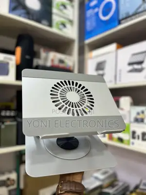 360-Degree Swivel Metal Laptop Stand With Built-in Cooling Fan