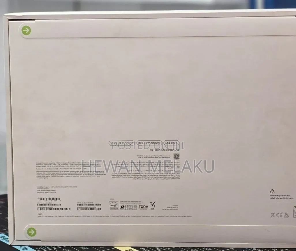 New Laptop Apple MacBook Air 2025 M4 16GB Apple M4 SSD 256GB