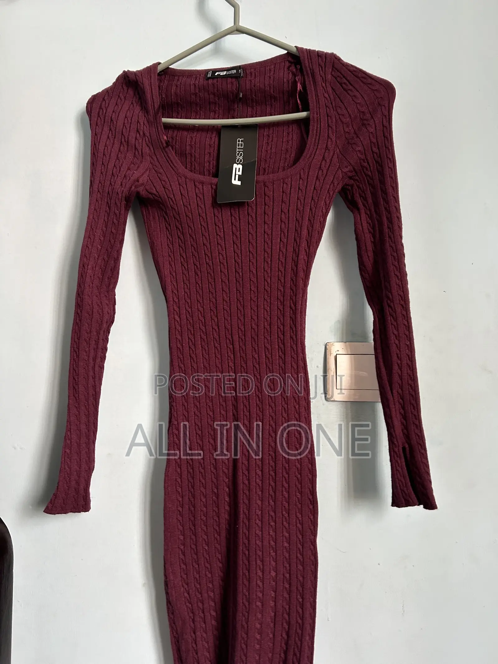 Long Sleeve Burgundy Sweater Dress