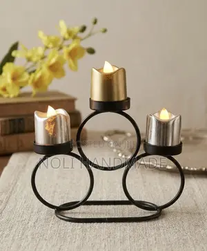 Modern Black Candle Stand With 3 Movable LED