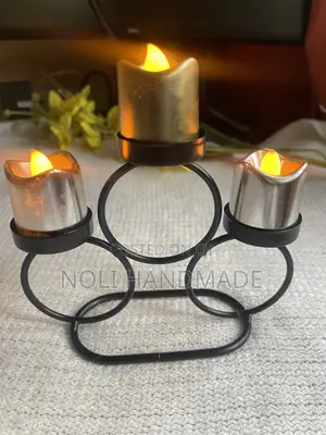Modern Black Candle Stand With 3 Movable LED