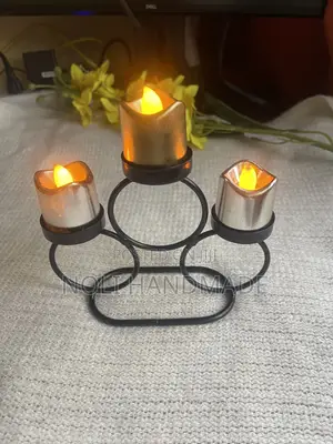 Modern Black Candle Stand With 3 Movable LED