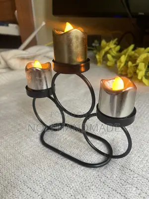 Modern Black Candle Stand With 3 Movable LED