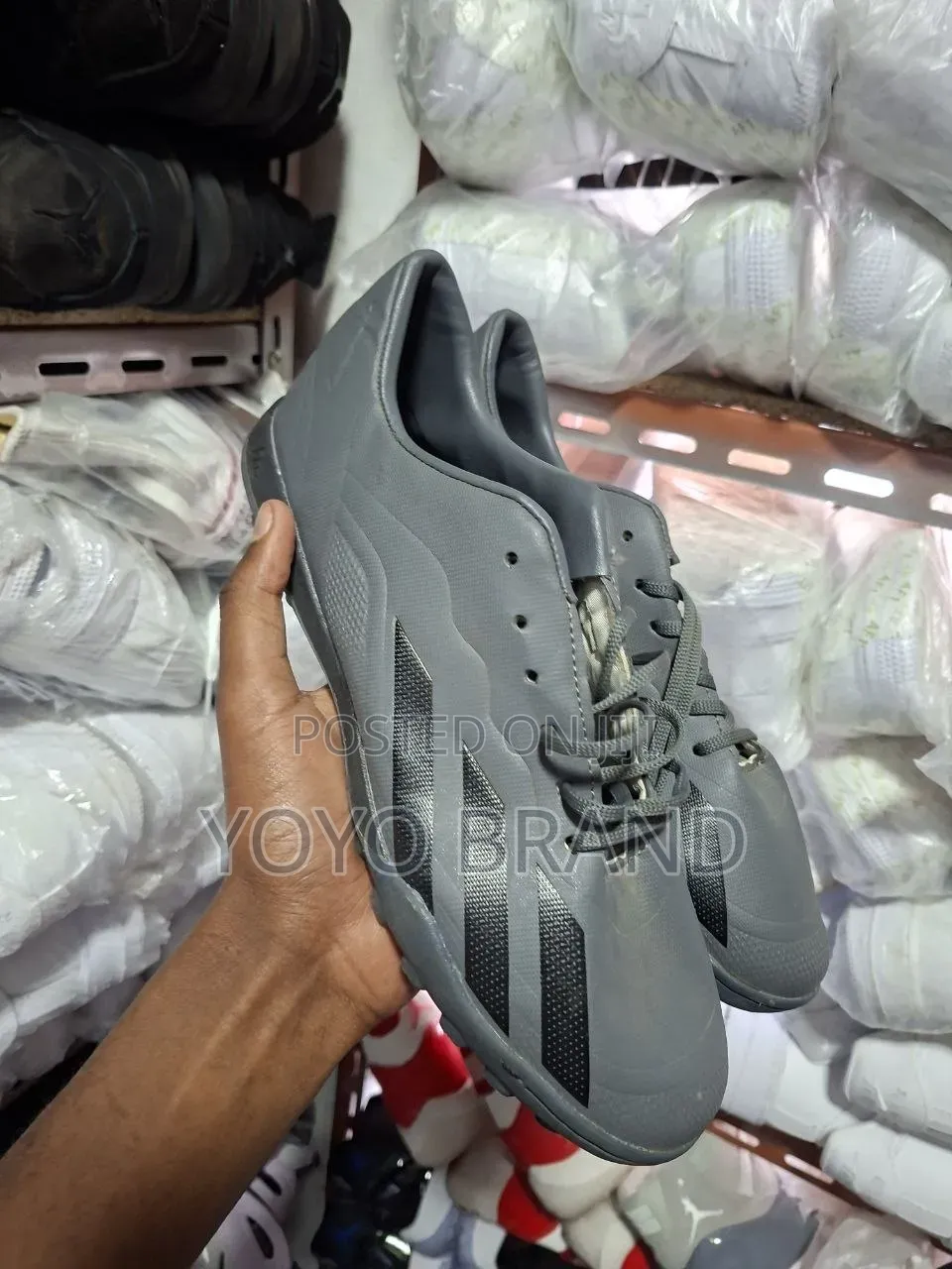 Adidas Football Boots in a Dark Gray