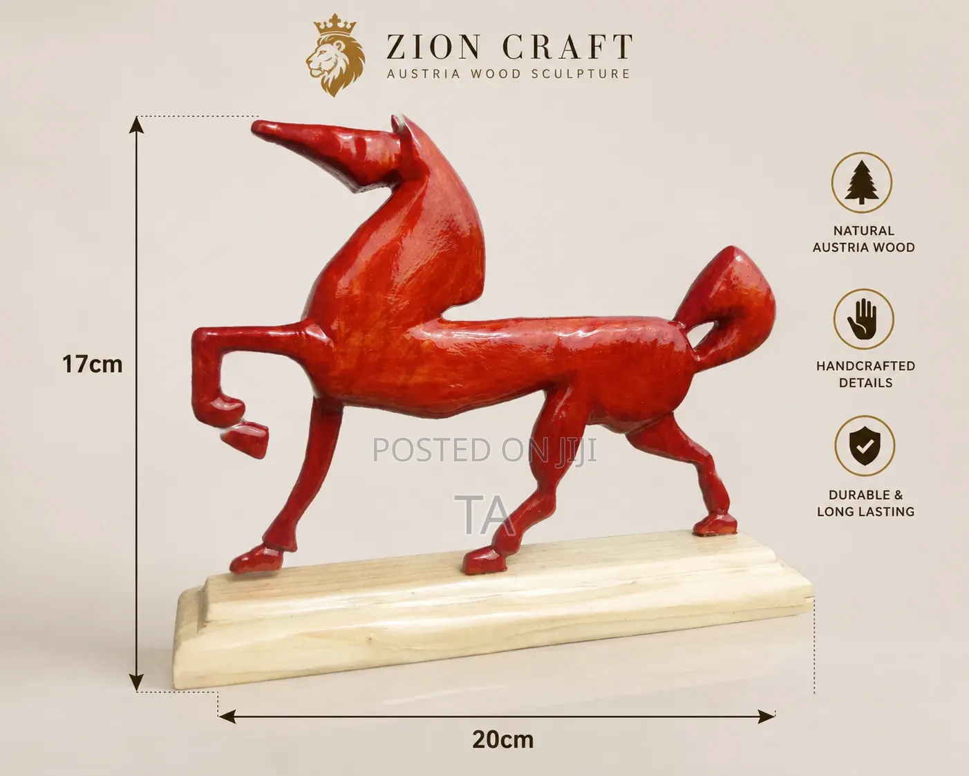 Handcrafted Wooden Horse Sculpture