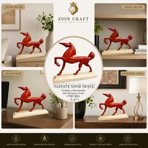 Handcrafted Wooden Horse Sculpture
