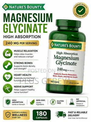 Nature's Bounty Magnesium Glycinate 240mg | 180 Capsules | Original
