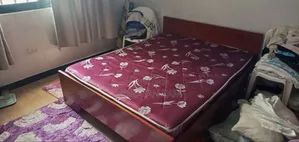 Bed Along With It's Matress and a Night Stand