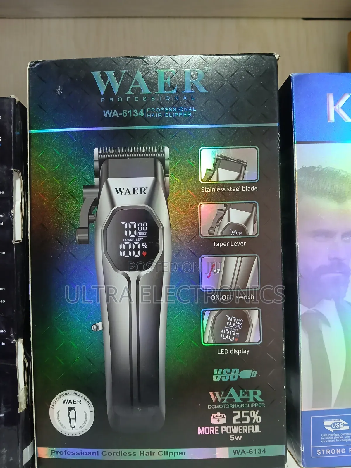Waer WA-6134 Professional Hair Clipper, Which Features a Silver Body