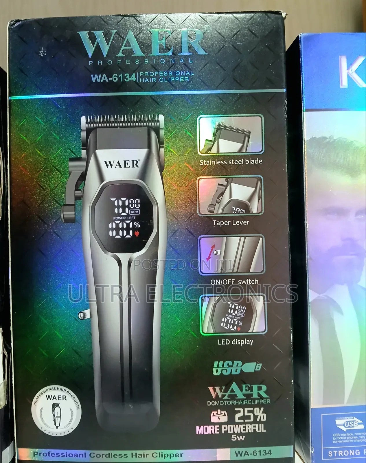 Waer WA-6134 Professional Hair Clipper, Which Features a Silver Body