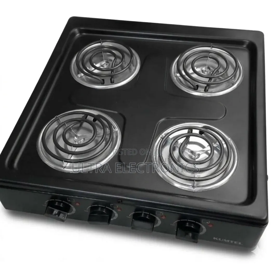 Kumtel 4-Burner Electric Hotplate Stove in Black.
