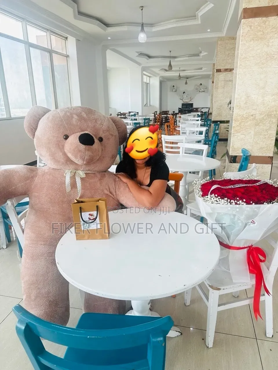 Gift for Her Teddy Bear With Flower Bouquet