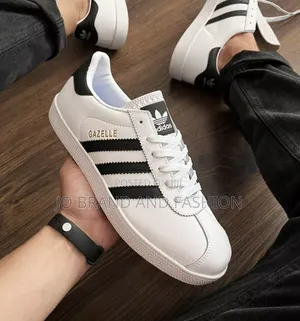 Adidas #Gazelle OG "White X Black" Leather Unisex #Flat Shoes