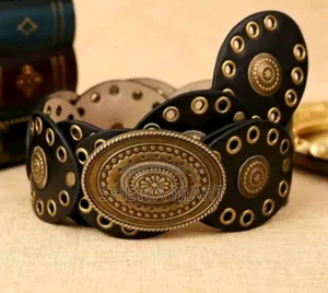 Women's PU Hollow Round Buckle Bohemian Style Fashion Belt, Suitable