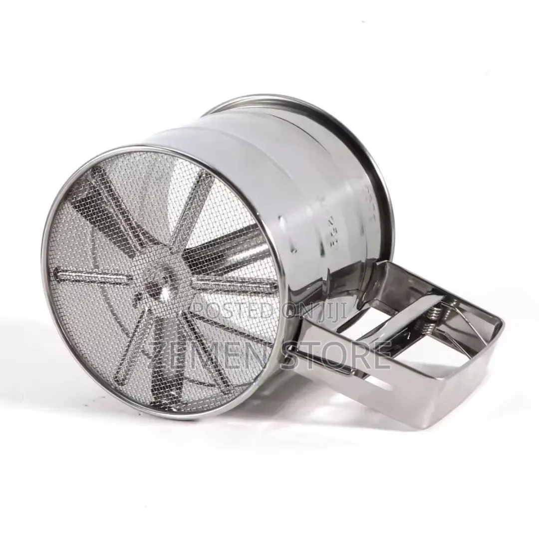 Stainless Steel Hand-Press Flour Sifter Cup – የዱቄት መንፊያ