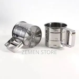 Stainless Steel Hand-Press Flour Sifter Cup – የዱቄት መንፊያ