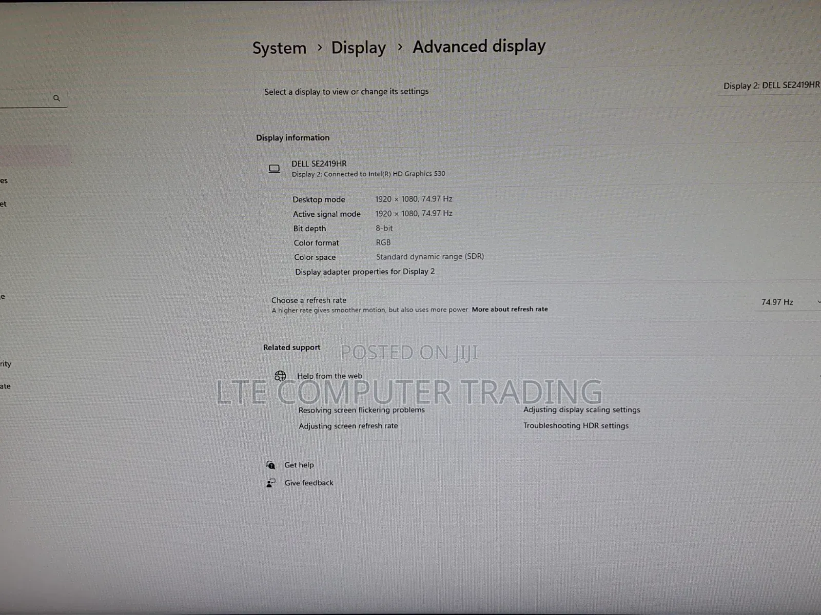 Dell 24 Inch Monitor 
Model SE2419HR
Screen Size: 23.8 Inches