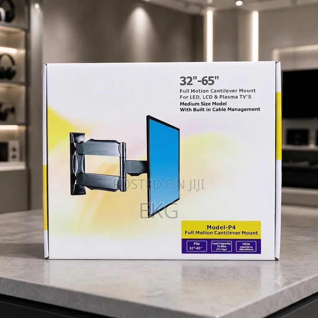 Model-P4 Full Motion TV Wall Mount Bracket (32"-65") - የቲቪ ማሰሪያ ማገጣጠሚያ
