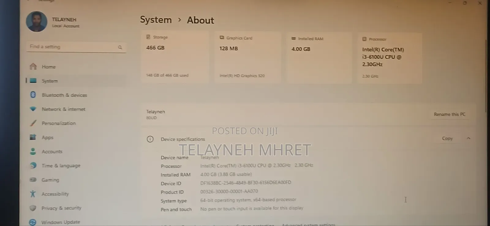 Laptop Lenovo IdeaPad 110 4GB Intel Core i3 HDD 500GB