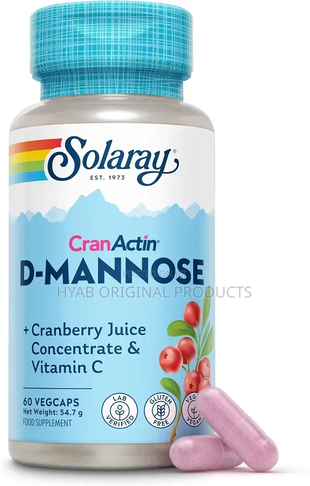 Solaray D-Mannose 1000mg With CranActin Cranberry Vitamin C, 60 Caps