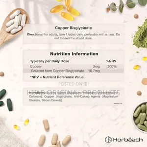 Copper Glycinate 10mg Chelated Form Supplement 120 Vegetarian Capsules