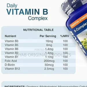 Vitamin B Complex, 100% NRV of All 8 B Vitamins, 12 Month Supply
