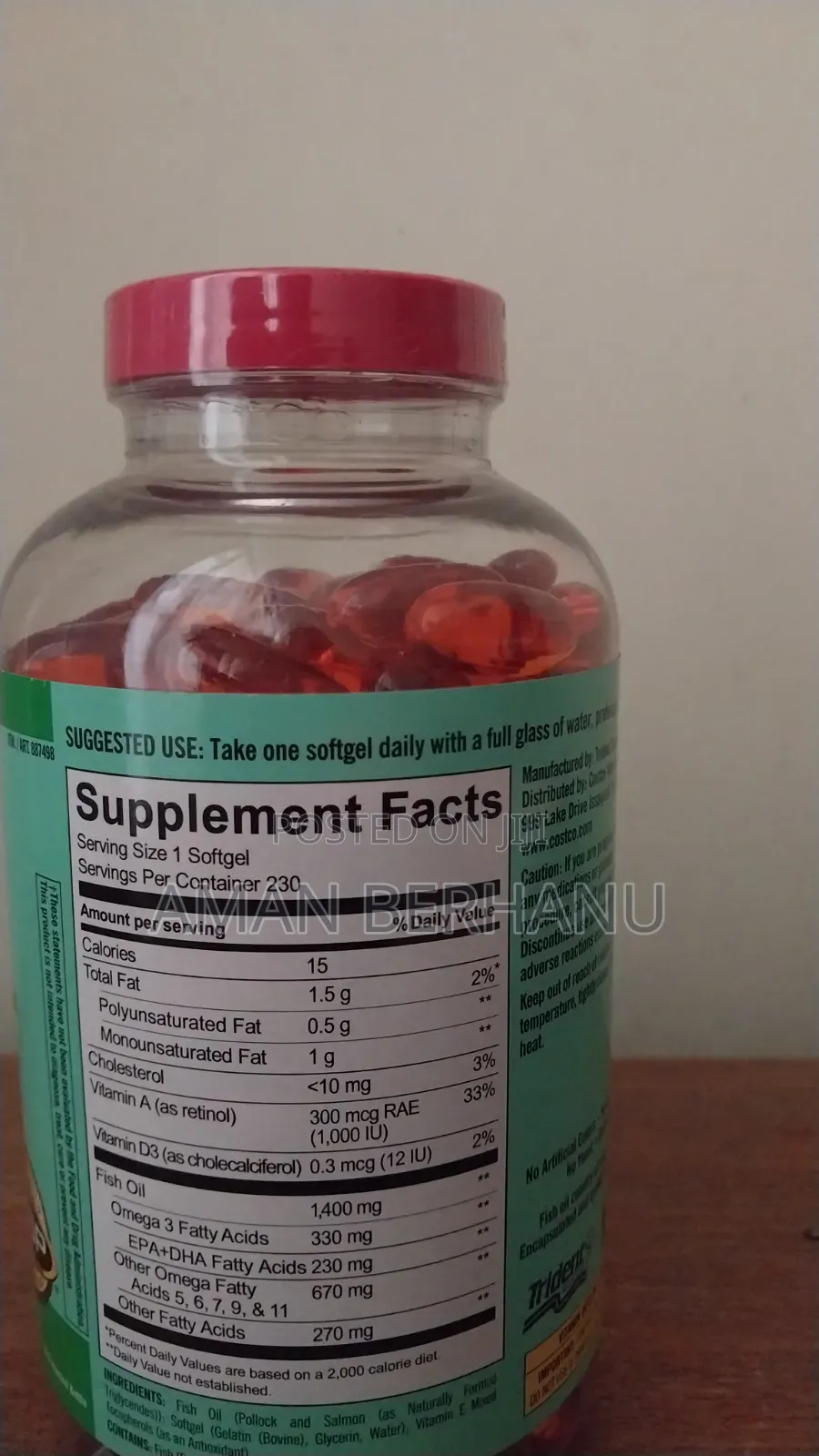 Kirkland Wild Alaskan Fish Oil | USP Certified | Gluten-Free | USA