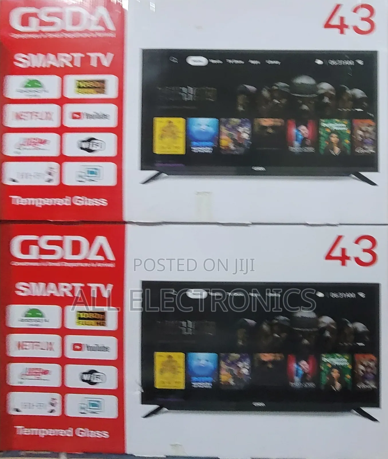 34"inch Gsda Tempered Glass Smart TV