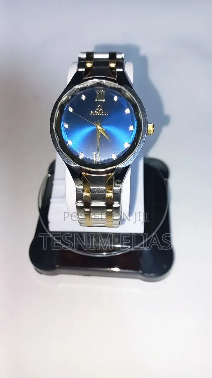 Fitron Elegant Blue Dial Stainless Steel Men's Watch – Brand New