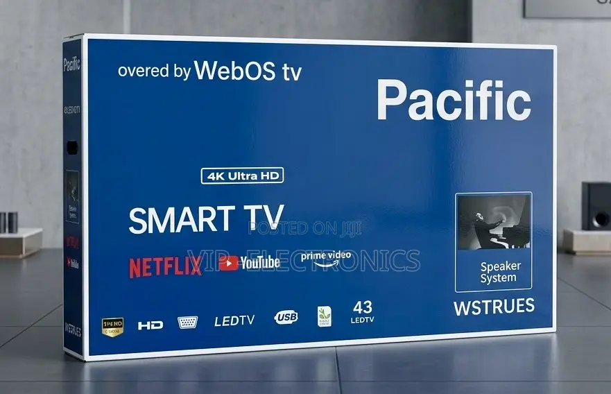 Pacific TV 43-Inch Smart TV, Powered Ultra HD LED Display