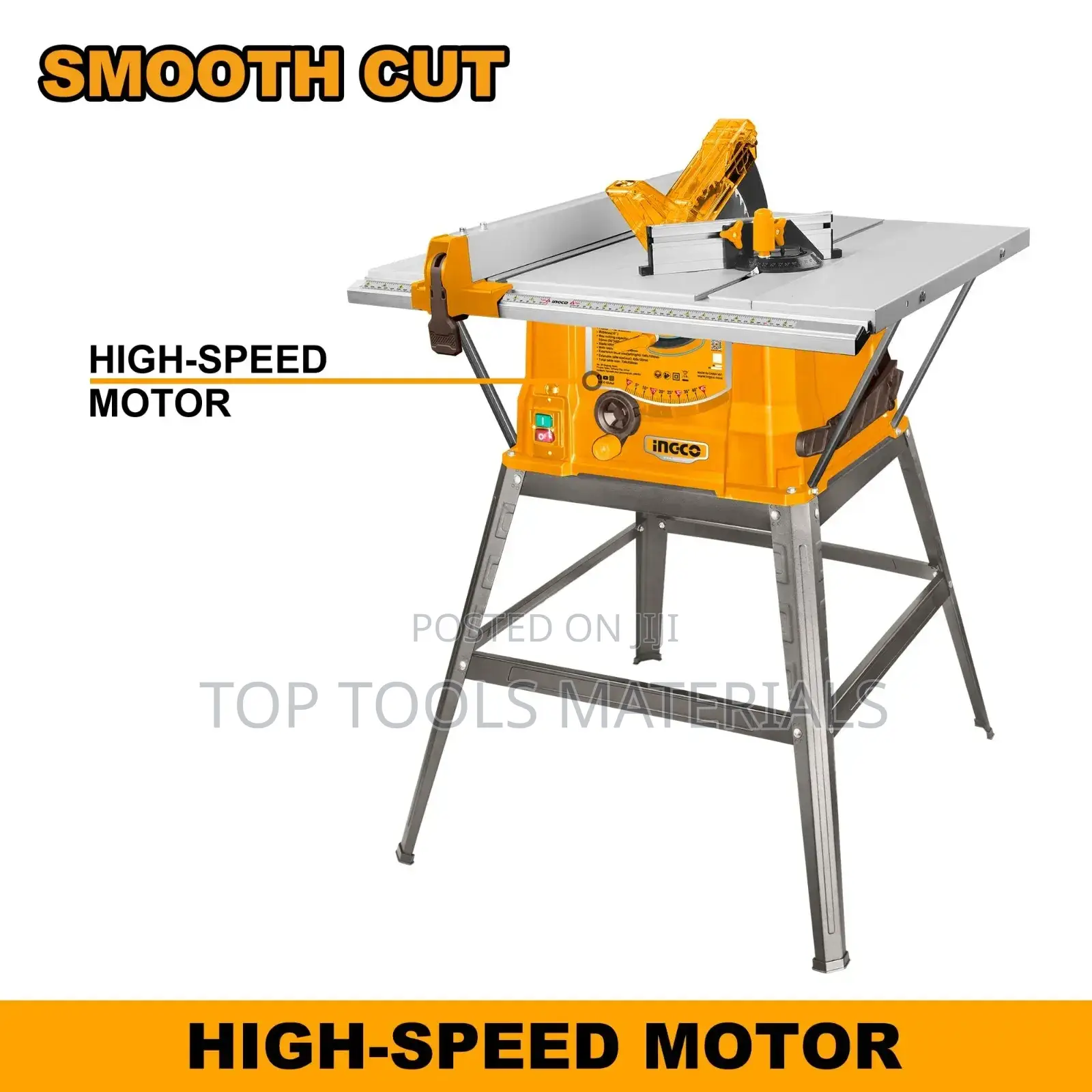 ,Ingco TS150078 Table Saw Featuring a Yellow and Gray Indust