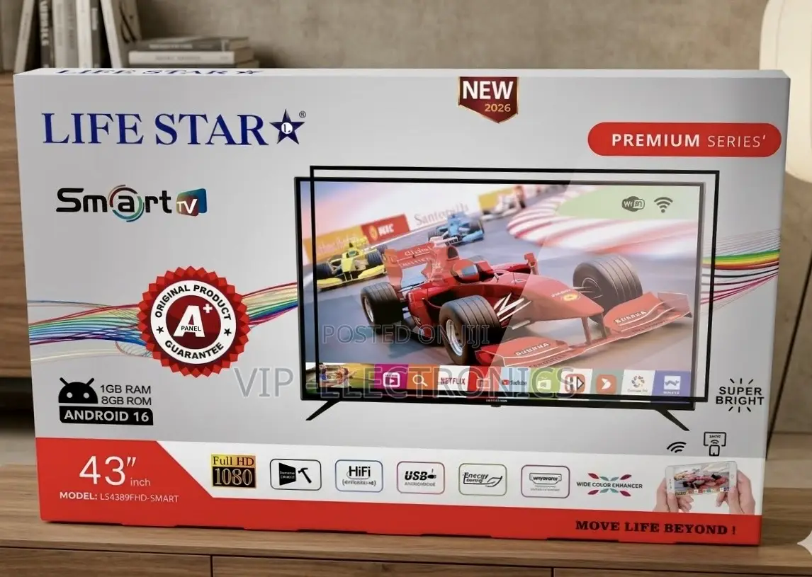 LifeStar 43 Inch TV F SMART– Android 16 1GB RAM 8GB ROM New 2026 Model