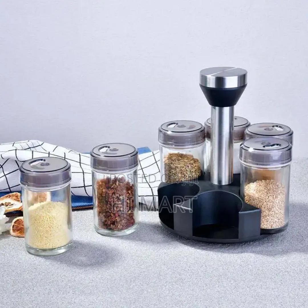 Rotating Kitchen Glass Seasoning Jar