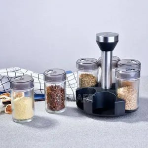 Rotating Kitchen Glass Seasoning Jar