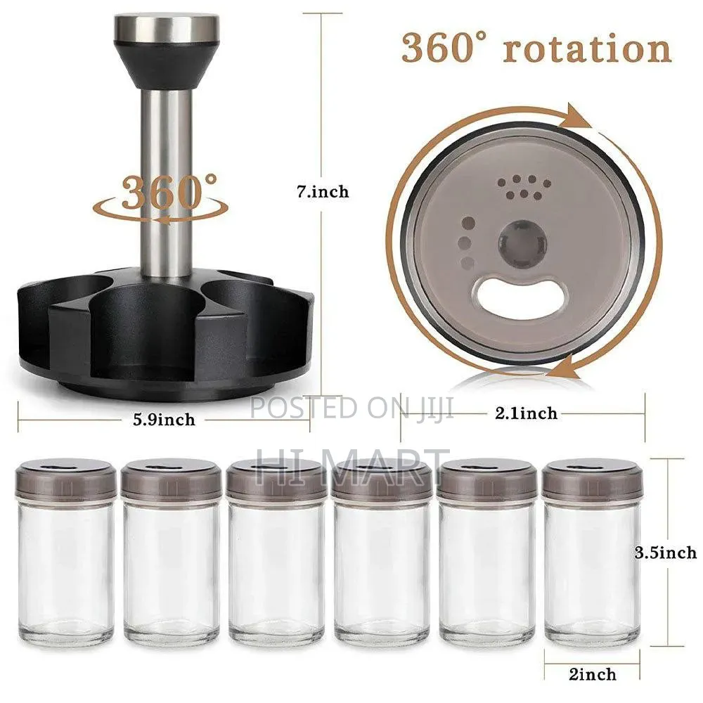Rotating Kitchen Glass Seasoning Jar